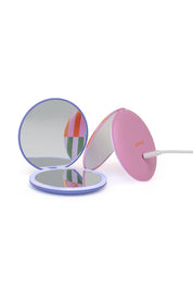 Product shot of the LED Rechargable Pocket Mirror - Squareprint in colour Squareprint, showing detail