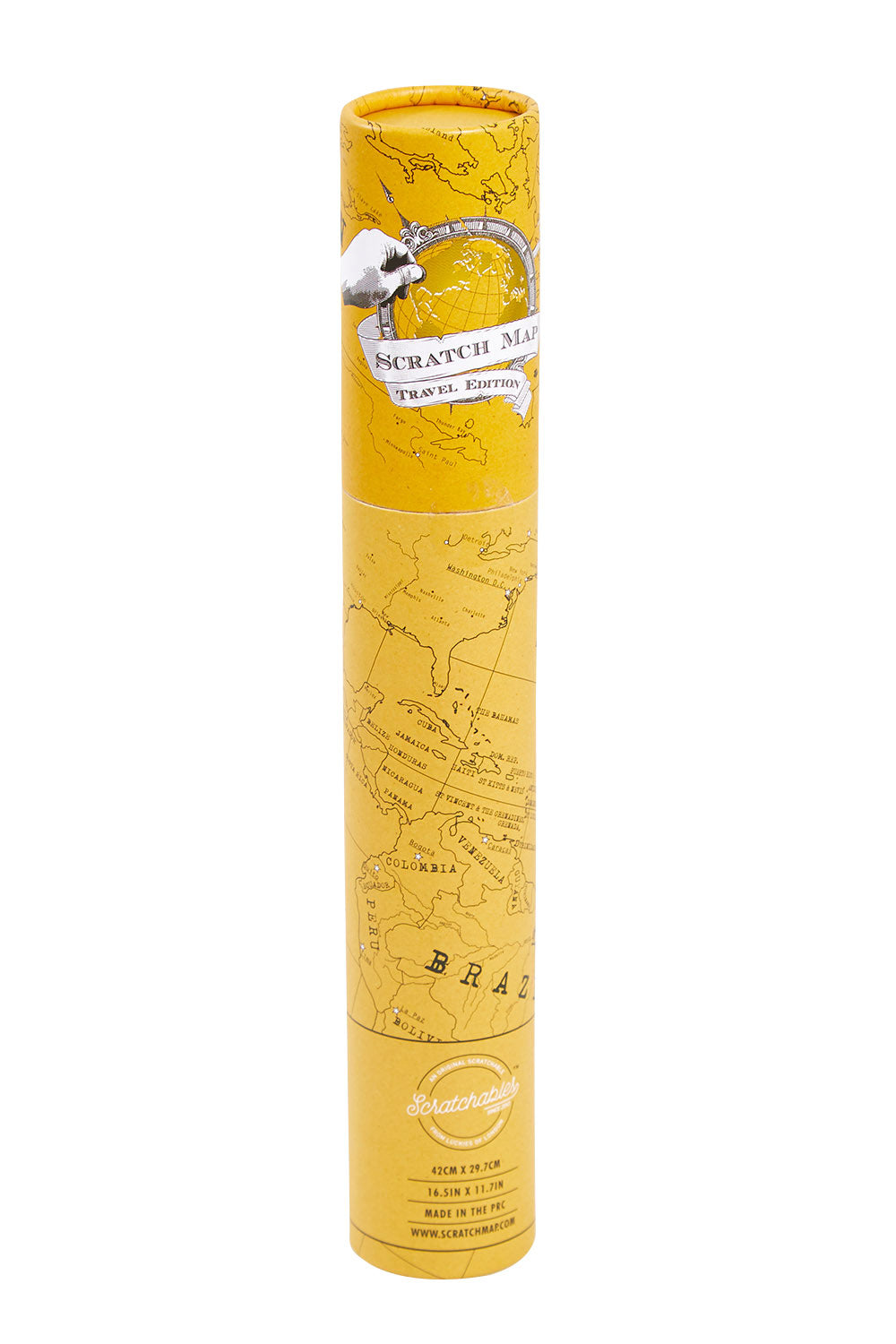 Product shot of the Luckies Scratch Map Travel Edition in colour Gold (Metallics), from the front