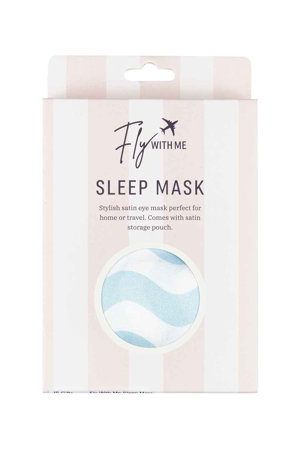 Product shot of the Fly With Me Sleep Mask in colour Blue (Blue), from the front