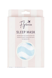 Product shot of the Fly With Me Sleep Mask in colour Blue (Blue), from the front