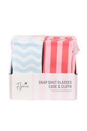 Product shot of the Fly With Me Snap Shut Glasses Case & Cloth - Purple in colour Purple, showing detail