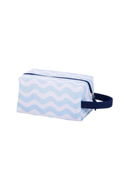 Product shot of the Fly With Me Toiletries Bag - Blue in colour Blue, from the front