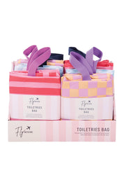 Product shot of the Fly With Me Toiletries Bag - Purple in colour Purple, showing detail