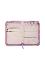 Product shot of the Fly With Me Jewellery Wallet  - Purple in colour Purple, showing detail