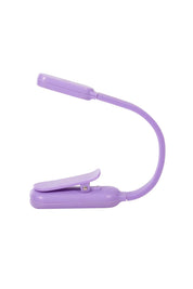 Product shot of the Flexi Clip On Rechargeable Book Light - Purple in colour Purple, from the back