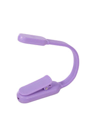 Product shot of the Flexi Clip On Rechargeable Book Light - Purple in colour Purple, showing detail
