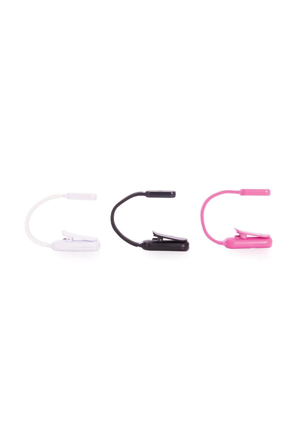 Product shot of the Flexi Clip On Book Light in colour Pink (Pink), from the front