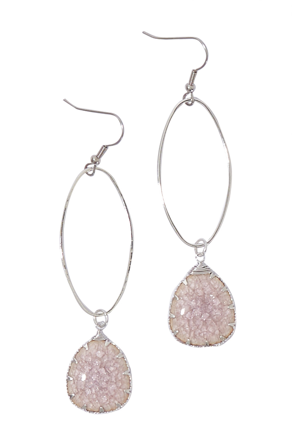 Product shot of the Isle Of Capri Silver Earrings in colour Pink (Pink), from the front