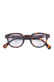 Product shot of the Square Reading Glasses in colour Tortoise, from the front
