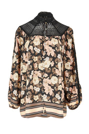 Product shot of the Florence Blouse in colour Adeleprint (Black), from the front