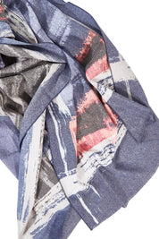 Product shot of the Brushed Cotton Scarf in colour BlueGrey (Blue), detail