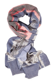 Product shot of the Brushed Cotton Scarf in colour BlueGrey (Blue), from the front