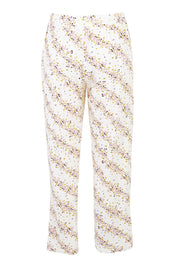 Product shot of the Jersey Wide Leg Pant in colour Flowefield (White), from the back