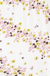Product shot of the Jersey Wide Leg Pant in colour Flowefield (White), detail