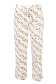 Product shot of the Jersey Wide Leg Pant in colour Flowefield (White), from the front