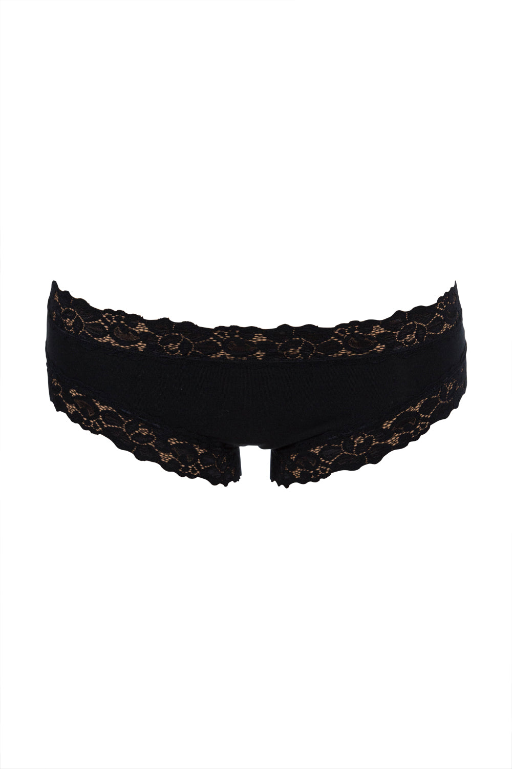 Product shot of the Parisienne Cotton Bikini in colour Black (Black), from the front