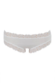 Product shot of the Parisienne Cotton Bikini in colour White (White), from the front