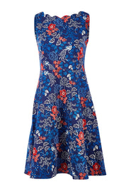 Preloved Vintage Peacock Dress - Navymulti