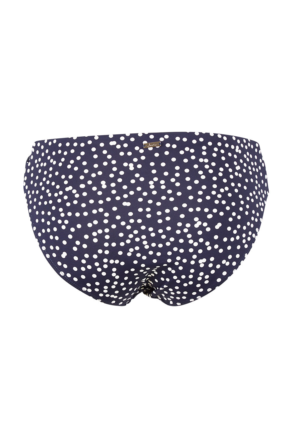 Product shot of the Belle Bikini Bottom in colour Navyspot (Blue), from the back