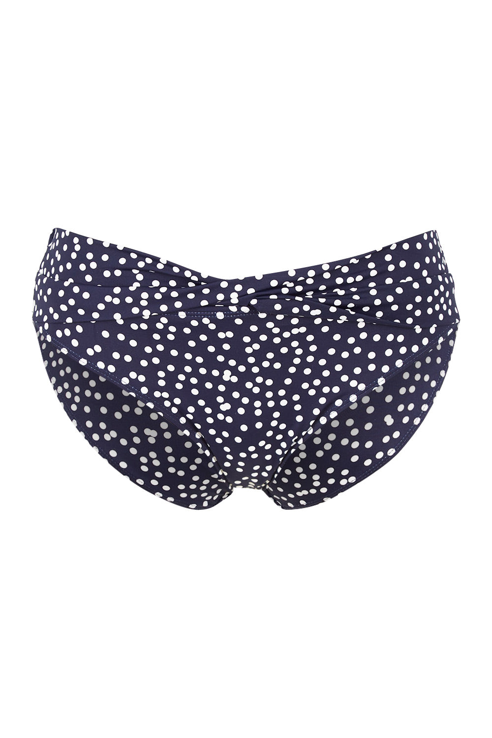 Product shot of the Belle Bikini Bottom in colour Navyspot (Blue), from the front