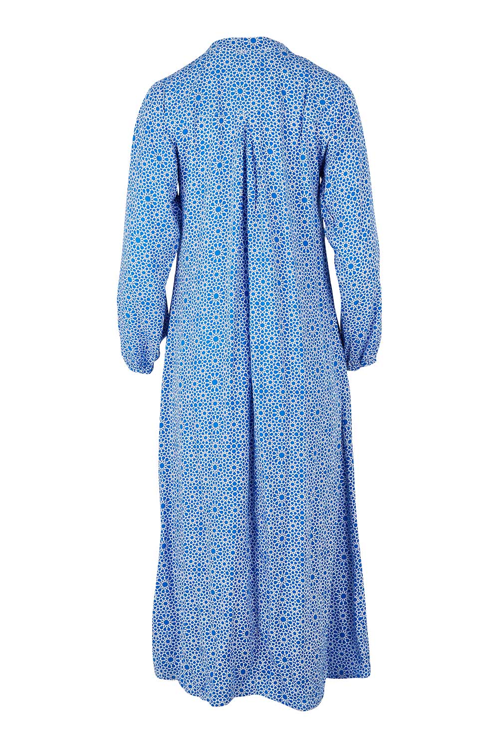 Product shot of the Maxi Pop Over Dress in colour Navy (Blue), from the back
