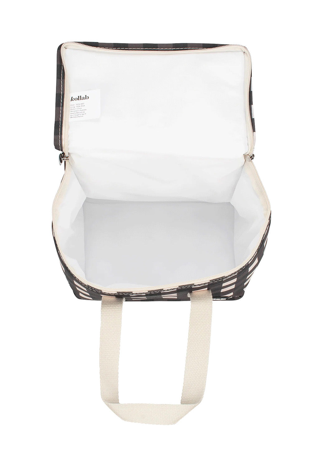 Product shot of the Premium Insulated Lunch Box in colour Blackcheck (Black), detail