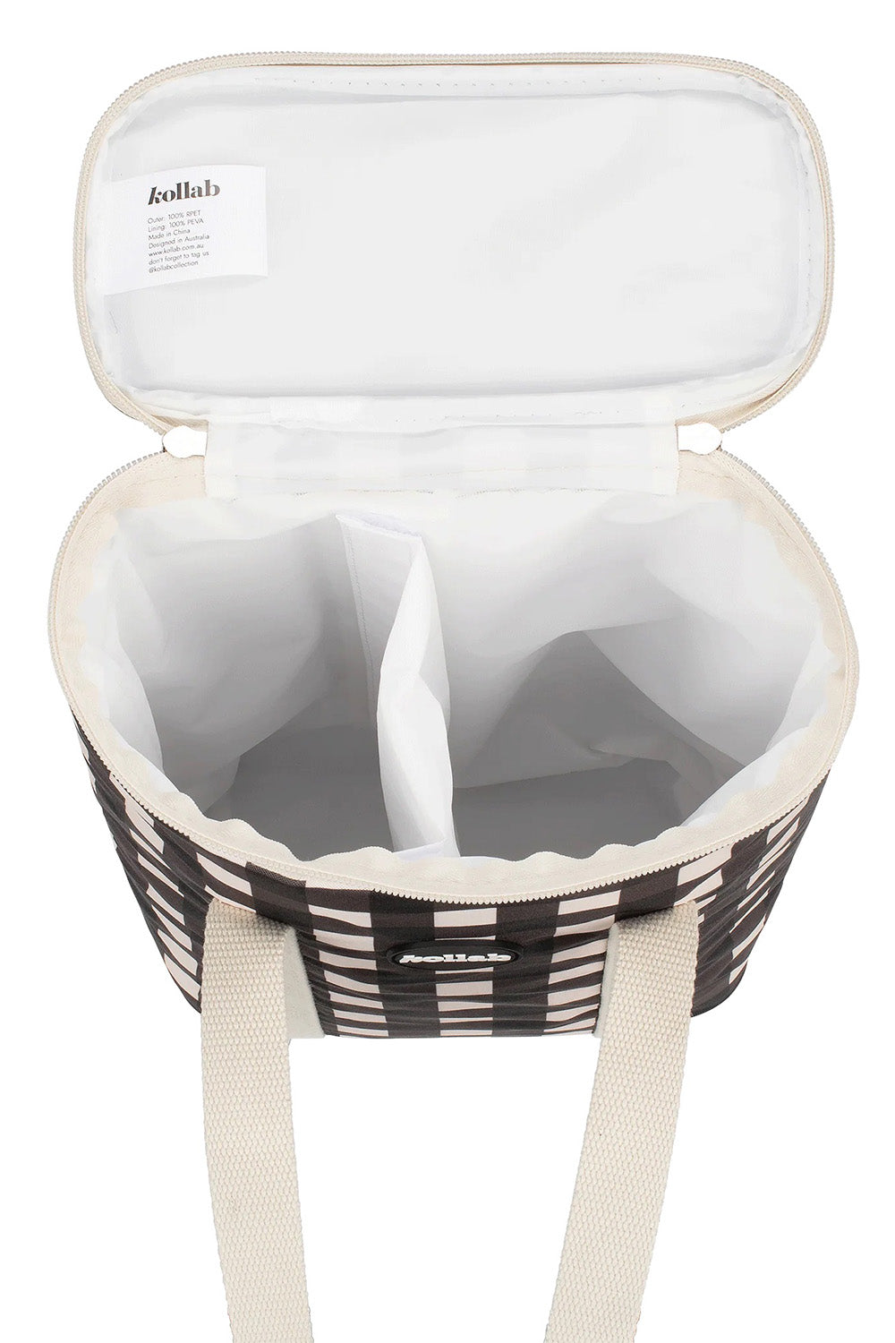 Product shot of the Premium Insulated Wine Cooler Bag in colour Blackcheck (Black), detail
