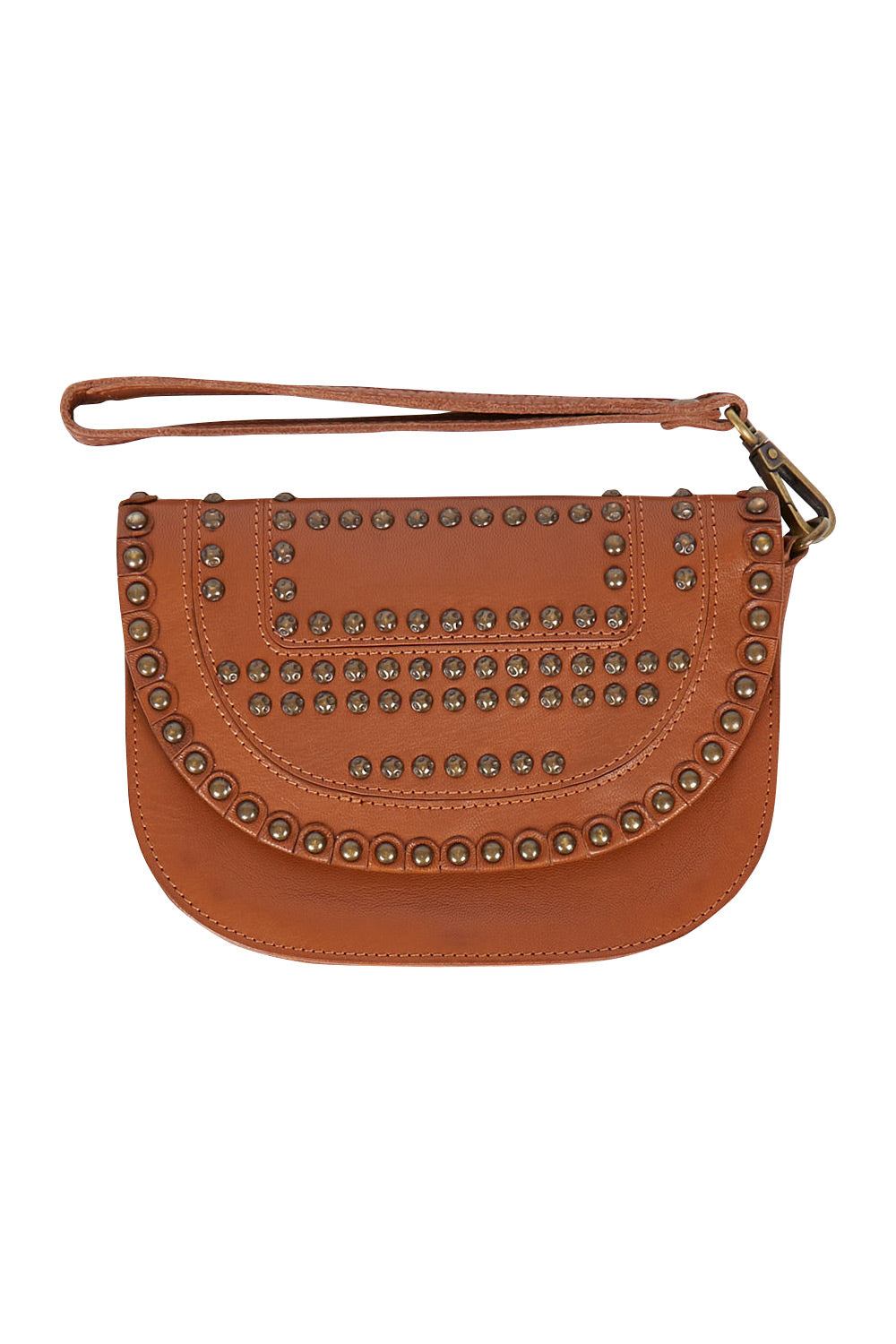 Product shot of the Saige Leather Wallet in colour Cognac, from the front