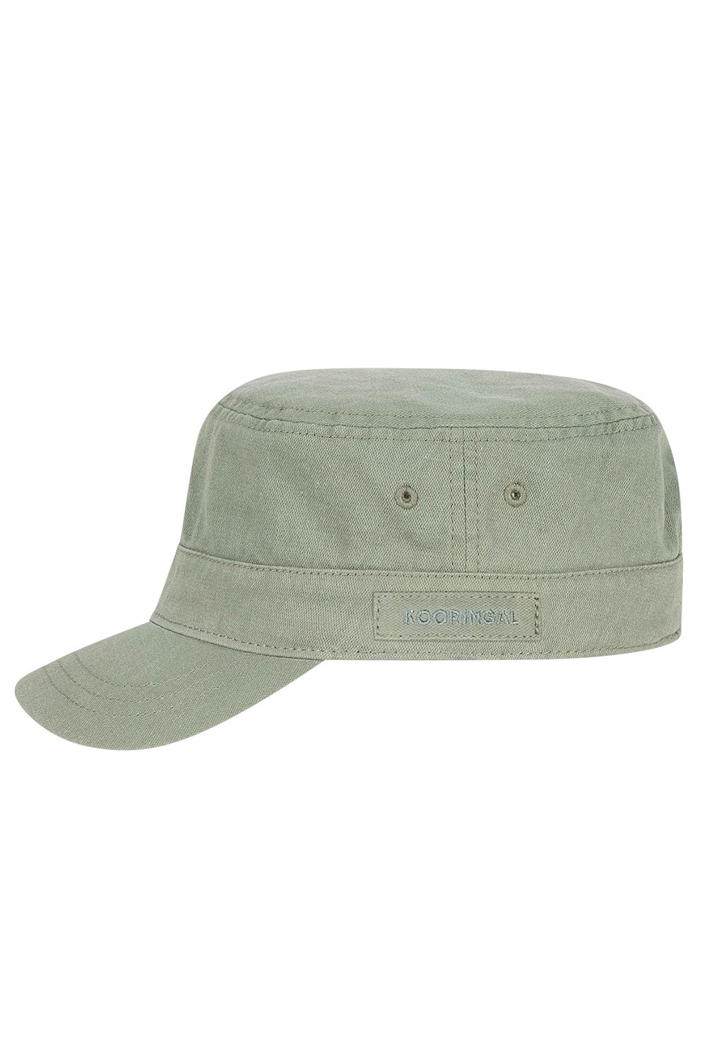 Product shot of the Marley Mao Cap in colour Olive (Green), detail