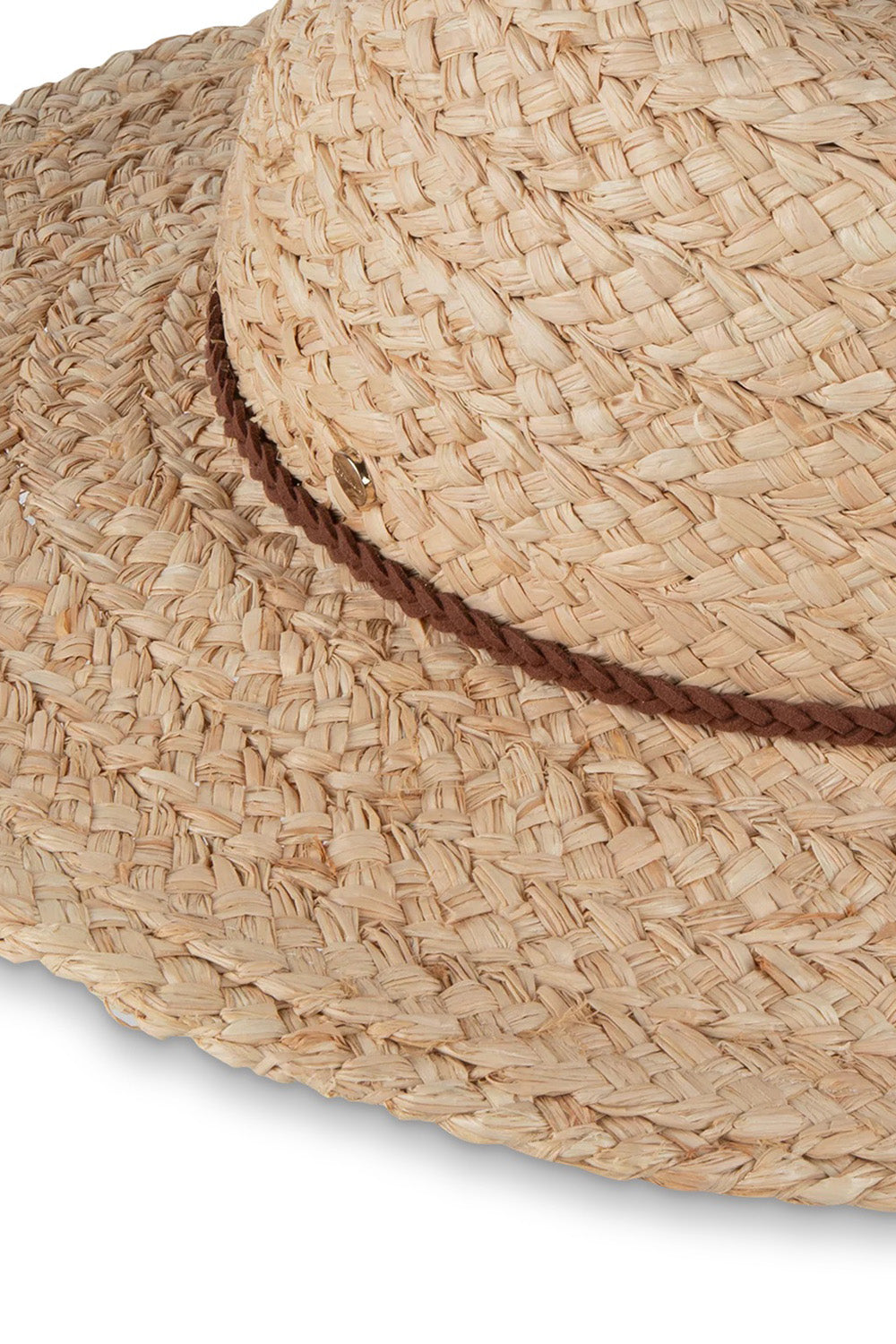Product shot of the Sawtell Surf Straw Hat in colour Natural, detail