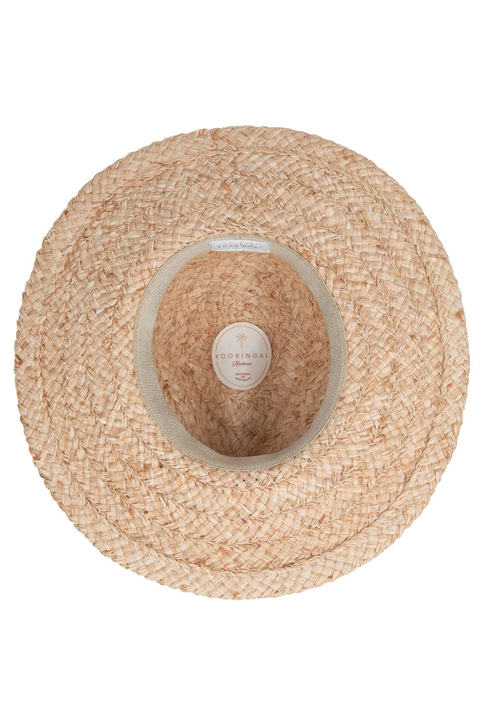 Product shot of the Sawtell Surf Straw Hat in colour Natural, detail