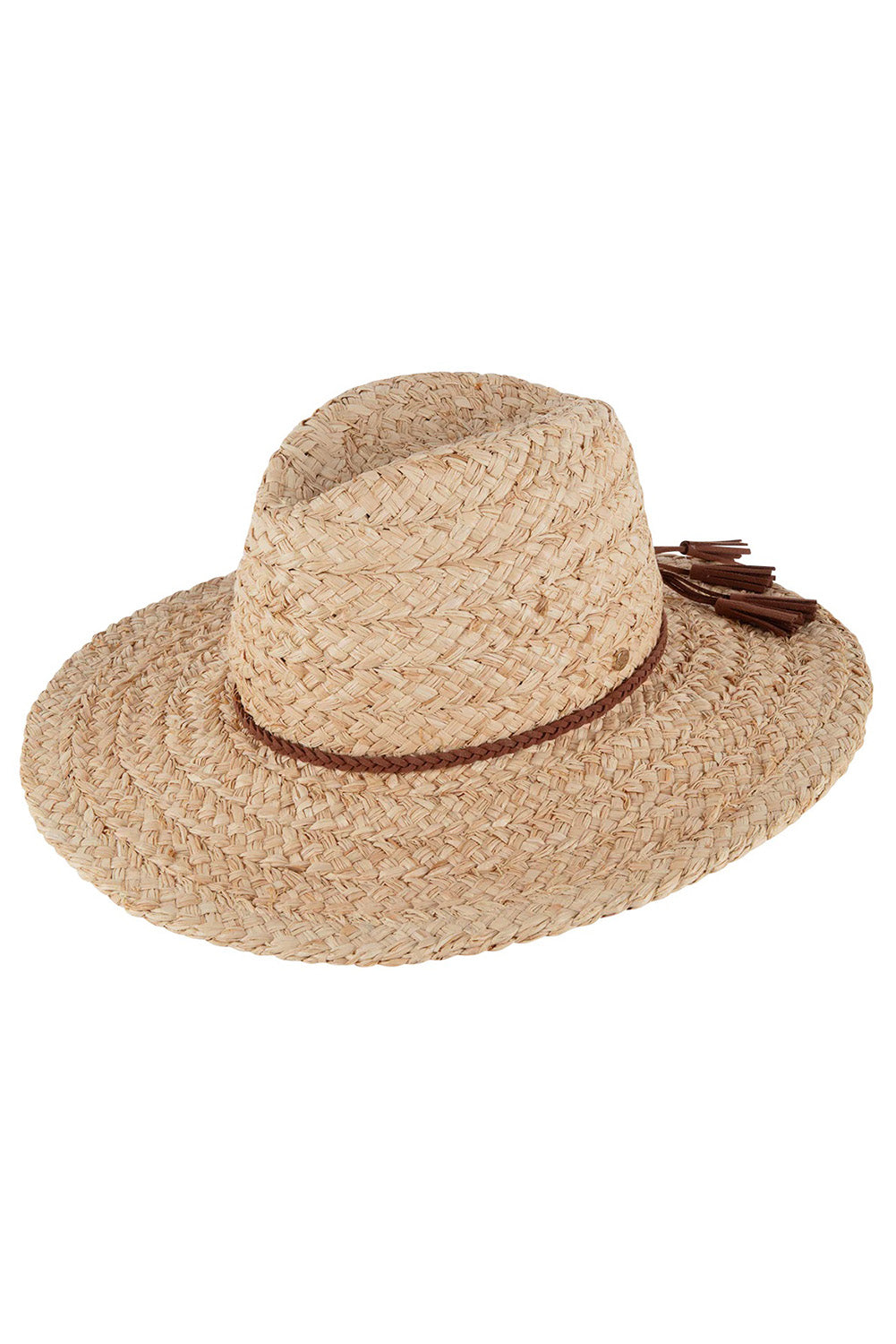 Product shot of the Sawtell Surf Straw Hat in colour Natural, from the front