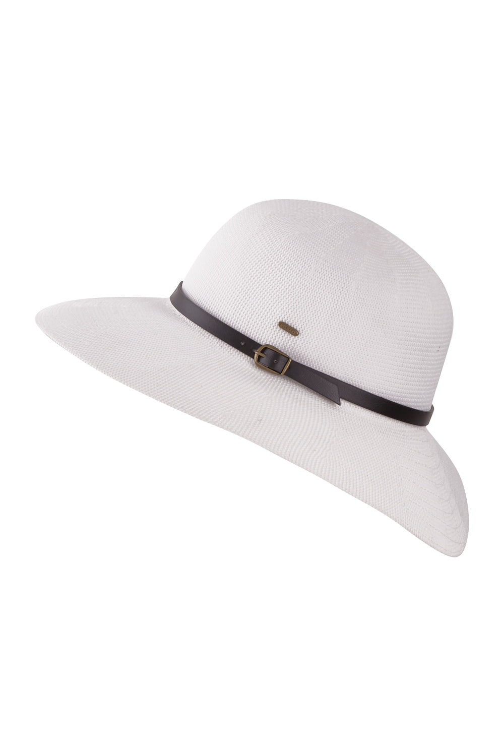 Product shot of the Leslie Wide Brim Hat in colour OffWhite (White), from the front
