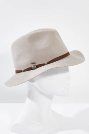 A model wearing the Matilda Mid Brim in colour Grey (Grey), from the front, showing the whole outfit