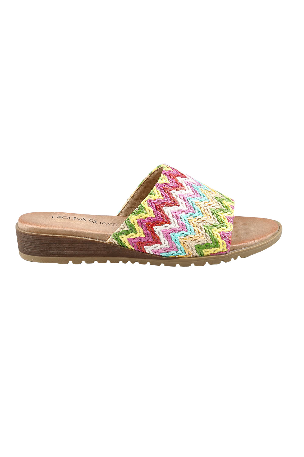 Product shot of the Ganni Slide in colour Brightmult (Pink), from the front