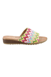 Product shot of the Ganni Slide in colour Brightmult (Pink), from the front