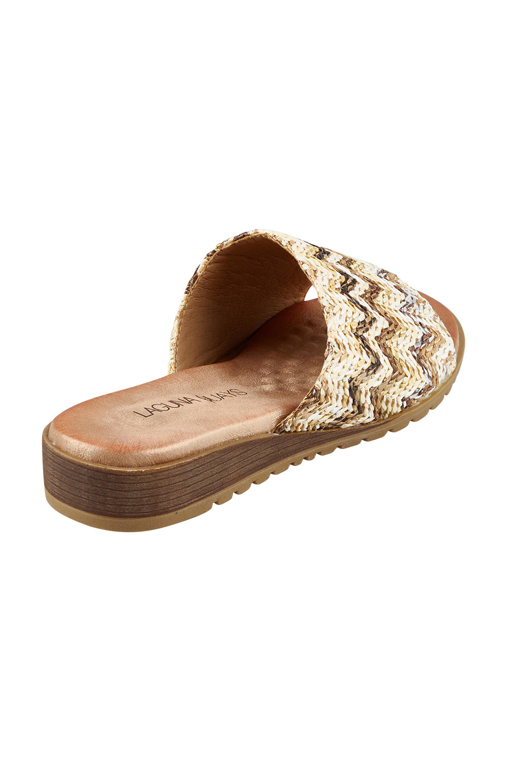 Product shot of the Ganni Slide in colour Natural, from the back