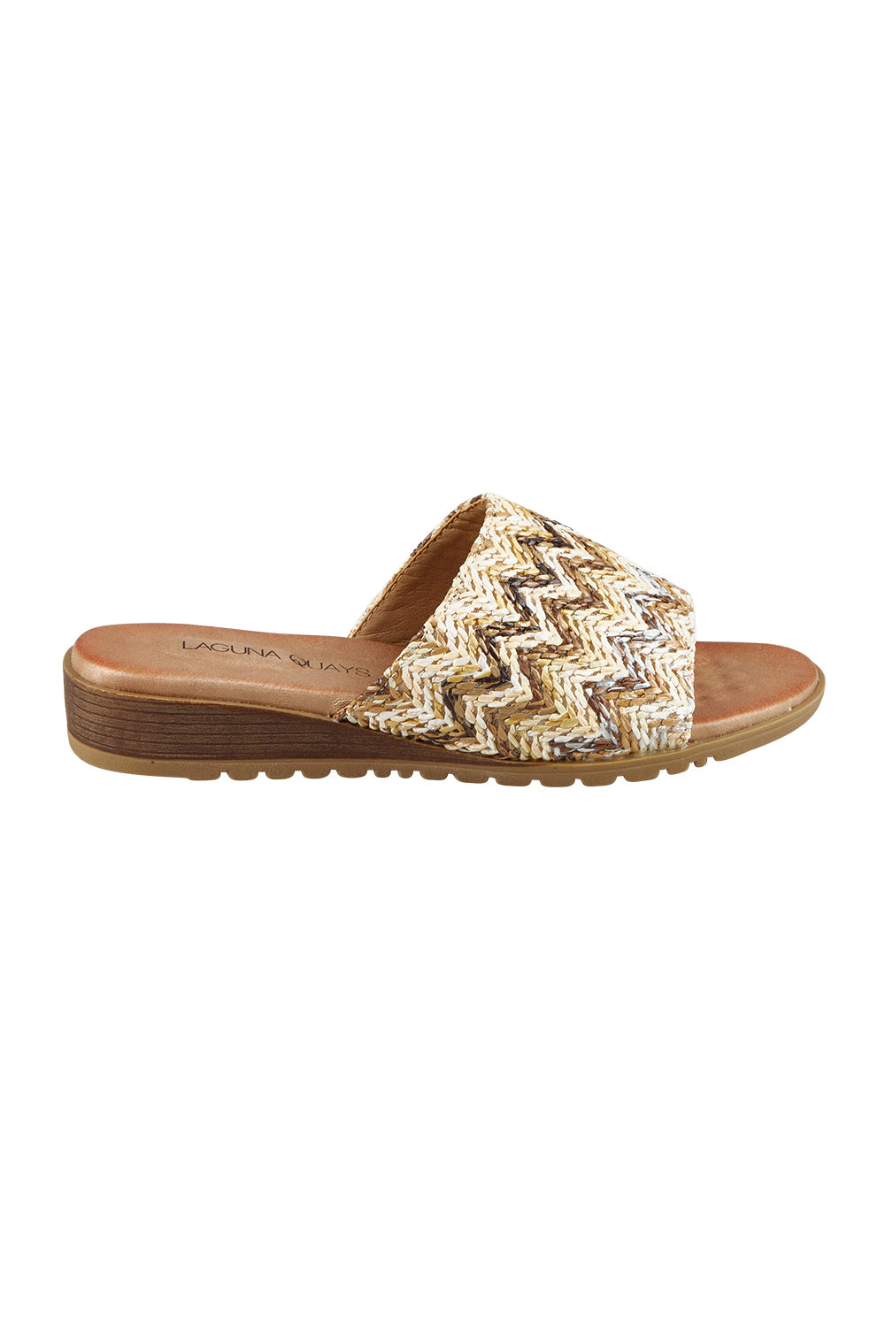 Product shot of the Ganni Slide in colour Natural, from the front