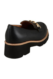 Product shot of the Nation Leather Loafer in colour L - Black (Black), from the back