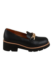 Product shot of the Nation Leather Loafer in colour L - Black (Black), from the front
