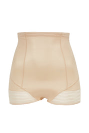 Product shot of the High Waist Shaping Brief in colour Nude, from the front