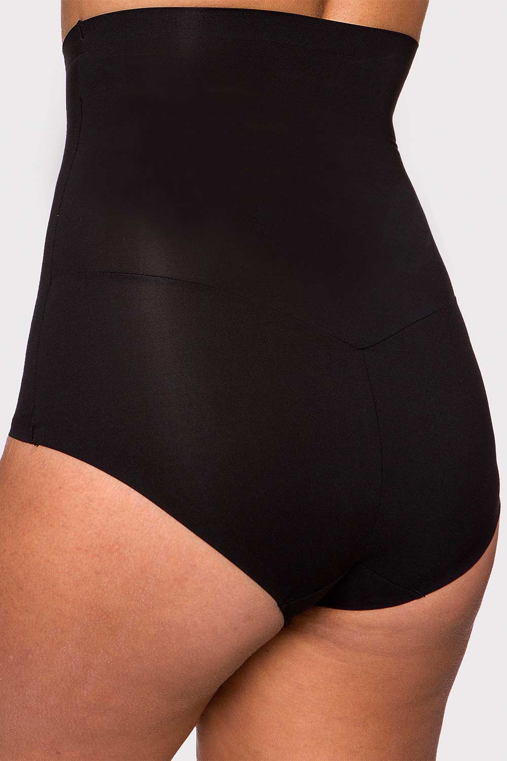 A model wearing the Everyday High Waisted Brief in colour Black (Black), from the back