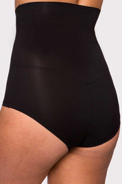 A model wearing the Everyday High Waisted Brief in colour Black (Black), from the back