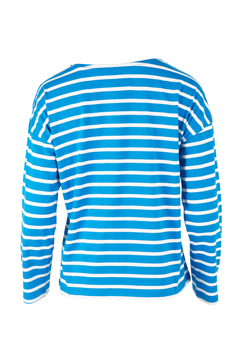 Product shot of the Brigitte Tee in colour Cobalt (Blue), from the back