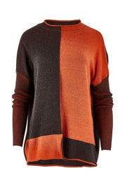 Product shot of the Plaited Funnel Jumper in colour Amber, from the front