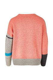 Product shot of the Stripe Detail Jumper in colour Marl (Grey), from the back