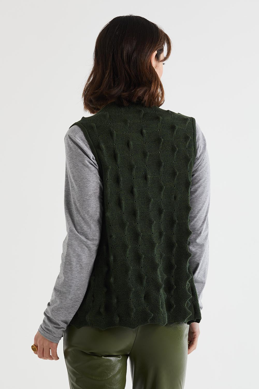 Preloved Crock Cotton Cashmere Vest - Moss
