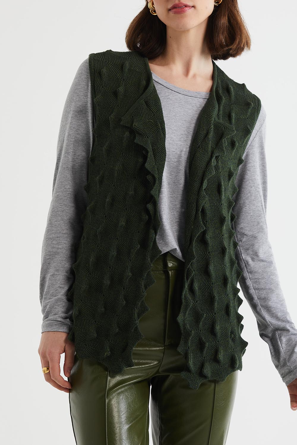 Preloved Crock Cotton Cashmere Vest - Moss