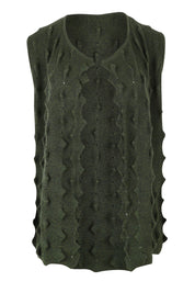 Product shot of the Crock Cotton Cashmere Vest in colour Moss (Green), from the front