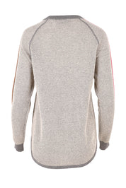 Product shot of the Waffle Lambswool Crew in colour Marl (Grey), from the back